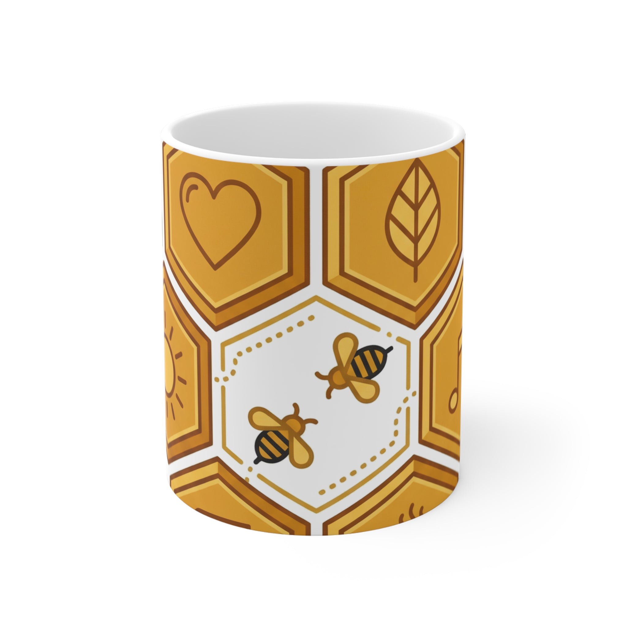 Find Your Hive design on a white ceramic mug, angled front view