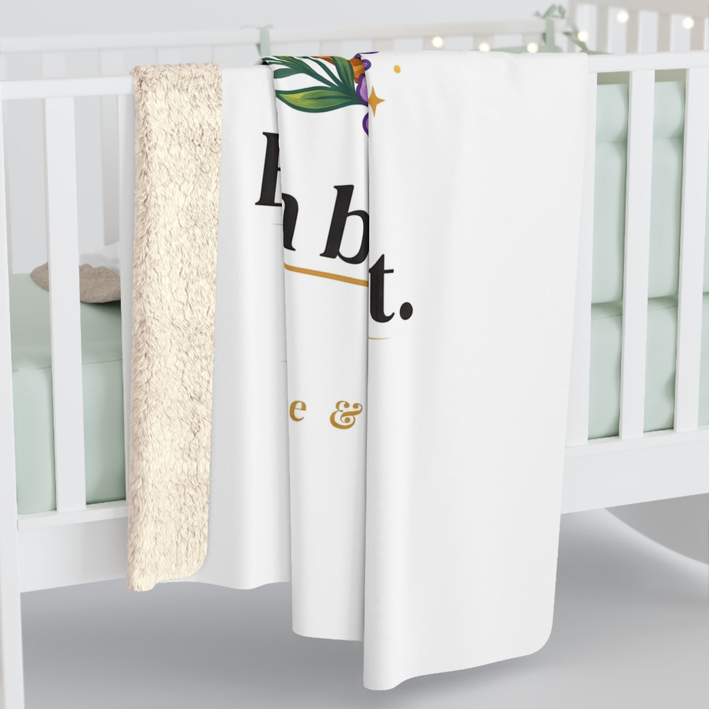 Even Bees Rest design on a cream sherpa fleece blanket, alternate mockup view